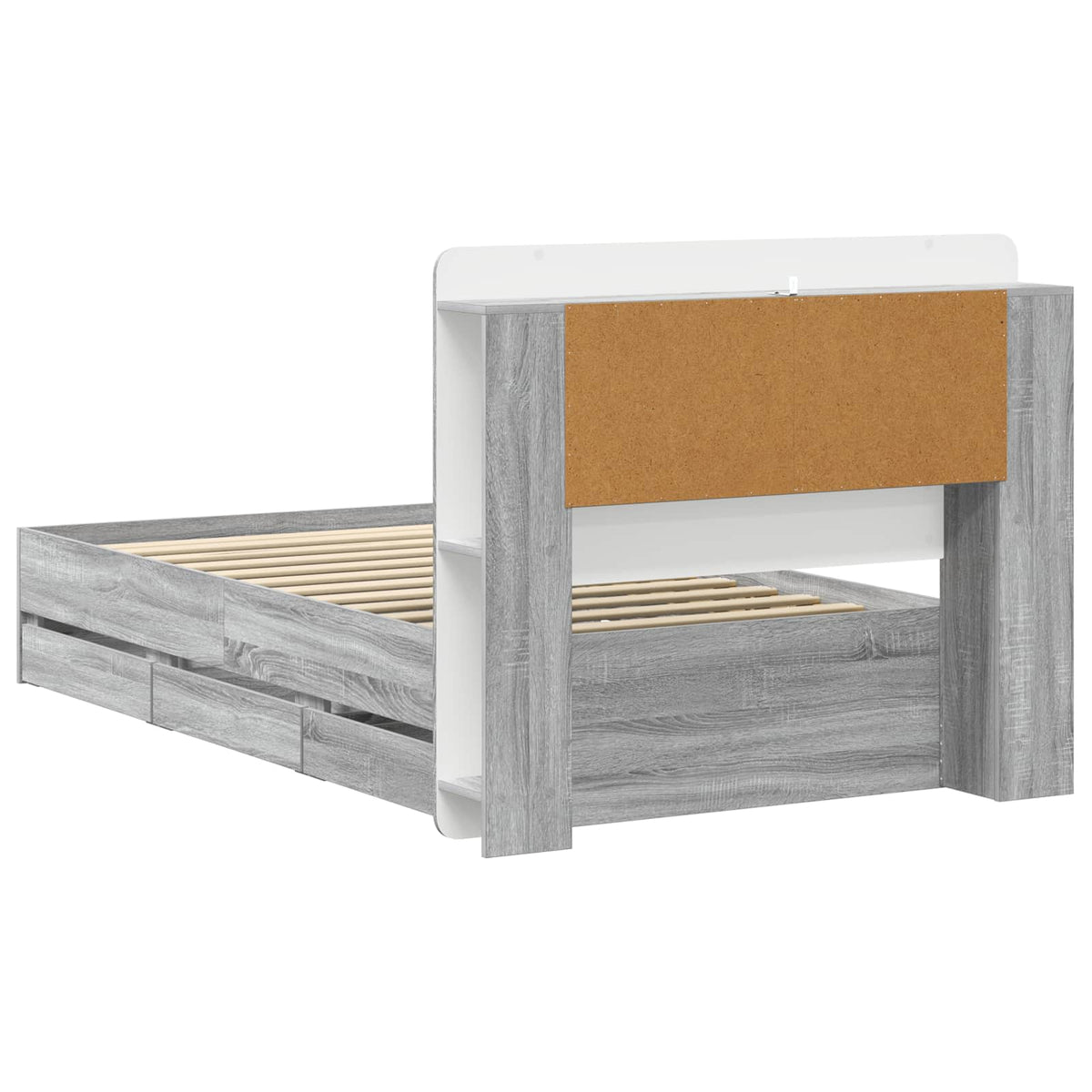 vidaXL Bed Frame with Storage and Headboard Grey Sonoma 90 x 200 cm 6