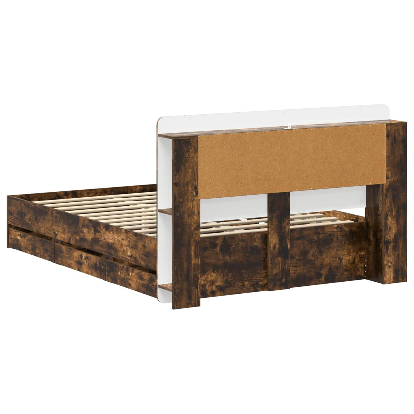 vidaXL Bed Frame with Storage and Headboard Smoked Oak 135 x 190 cm 6