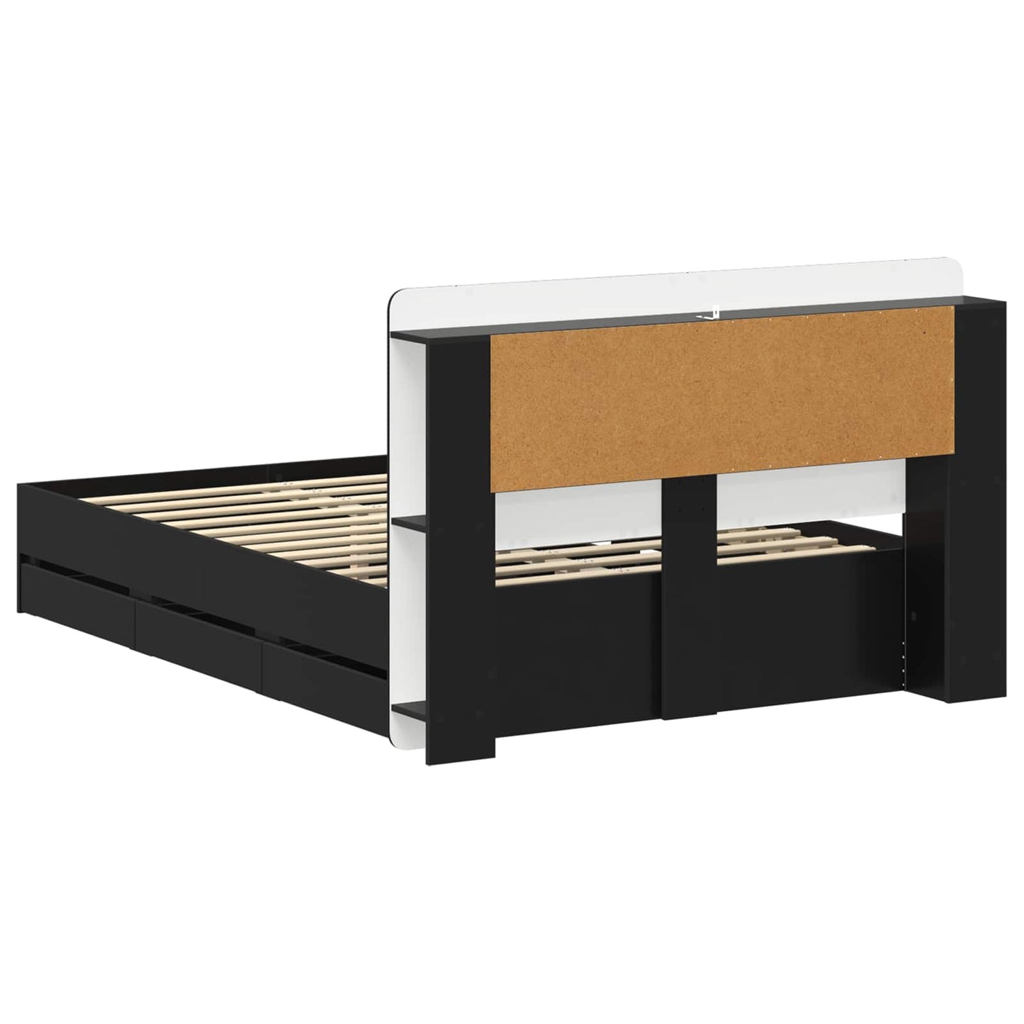 vidaXL Bed Frame with Storage and Headboard Black 150 x 200 cm 6