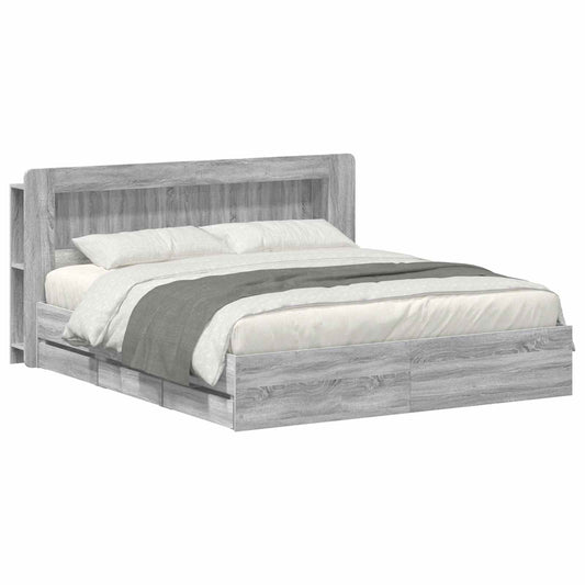 vidaXL Bed Frame with Storage and Headboard Grey Sonoma 180 x 200 cm 2