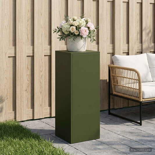 Plant Stand 2 pcs 30 x 30 x 40 cm Steel Olive Green 1x (30 x 30 x 80 cm)