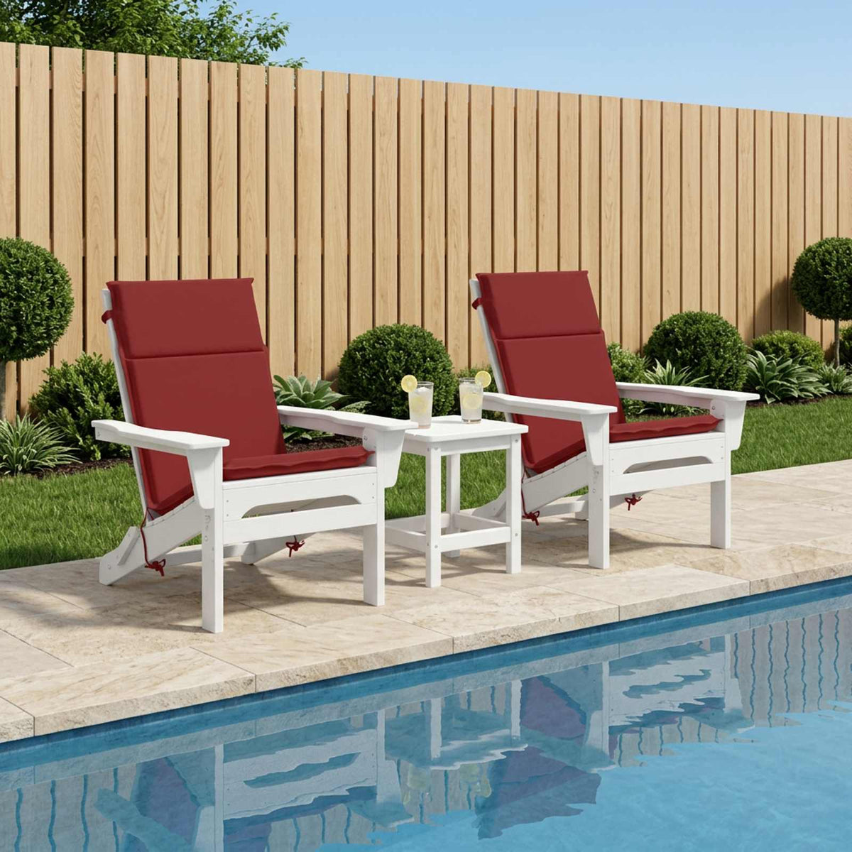 High Back Chair Cushion GEMERT 2 pcs 100% Polyester Wine red (polyester)