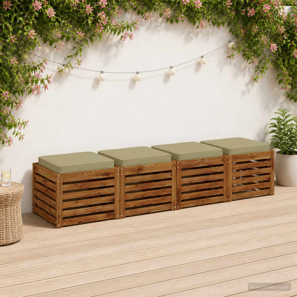 vidaXL 4-Piece Seat Cushions VUGHT 100% Polyester Grey 4 pcs Width 50 cm