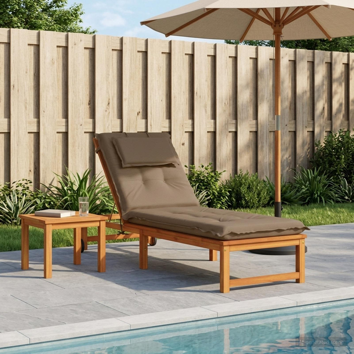 Sunlounger Cushion GEMERT 100% Polyester Melange Taupe 190 x 50 x 9 cm