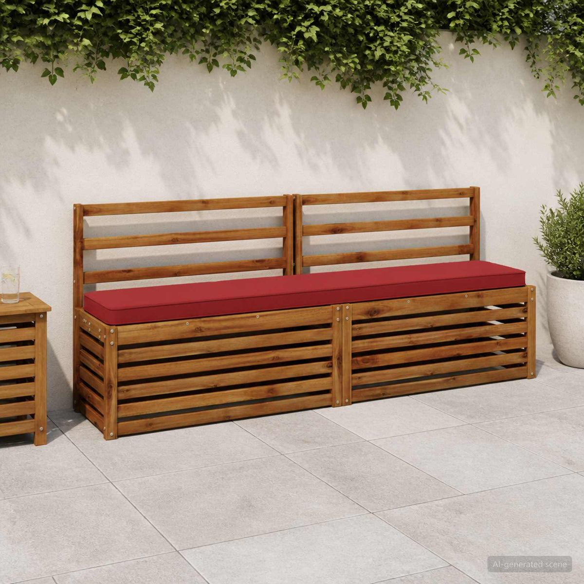 2-Piece Bench Cushions VUGHT 100% Polyester Red 2 pcs Length 30 cm Width 200 cm Wine red (polyester)