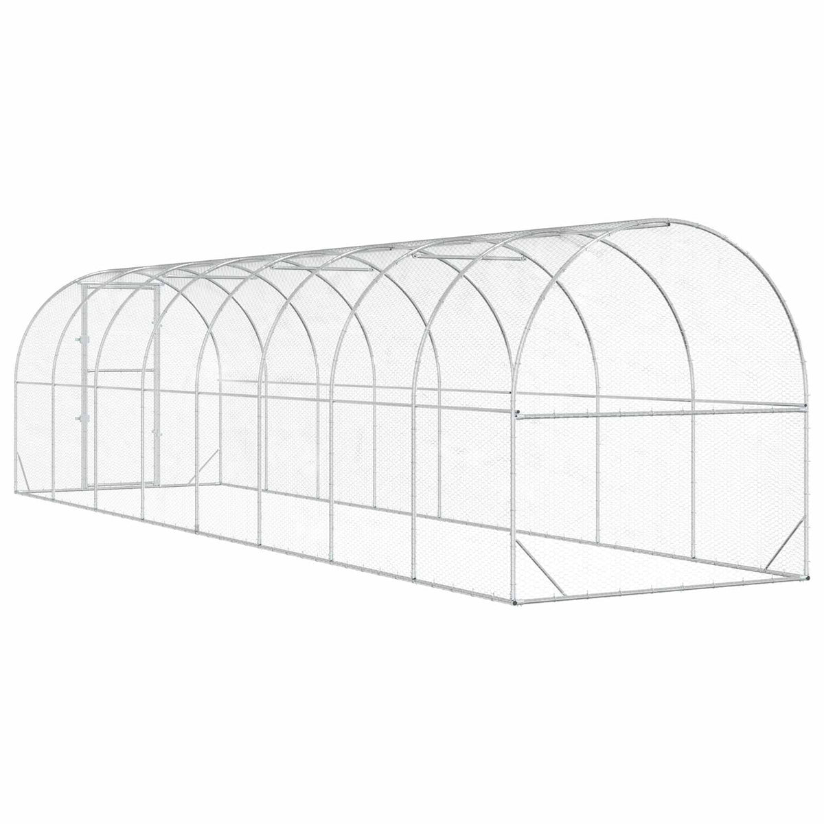 vidaXL Chicken Coop Silver 800 x 200 x 200 cm Galvanised Steel 6