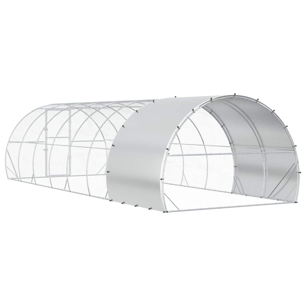 vidaXL Chicken Coop Silver 800 x 300 x 200 cm Galvanised Steel 6
