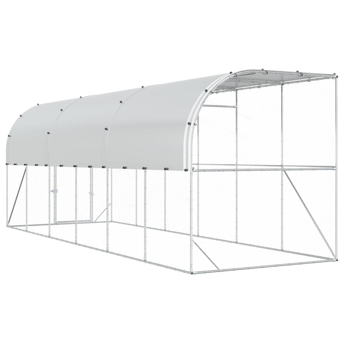 vidaXL Against Wall Chicken Coop Silver 600 x 200 x 215 cm 6