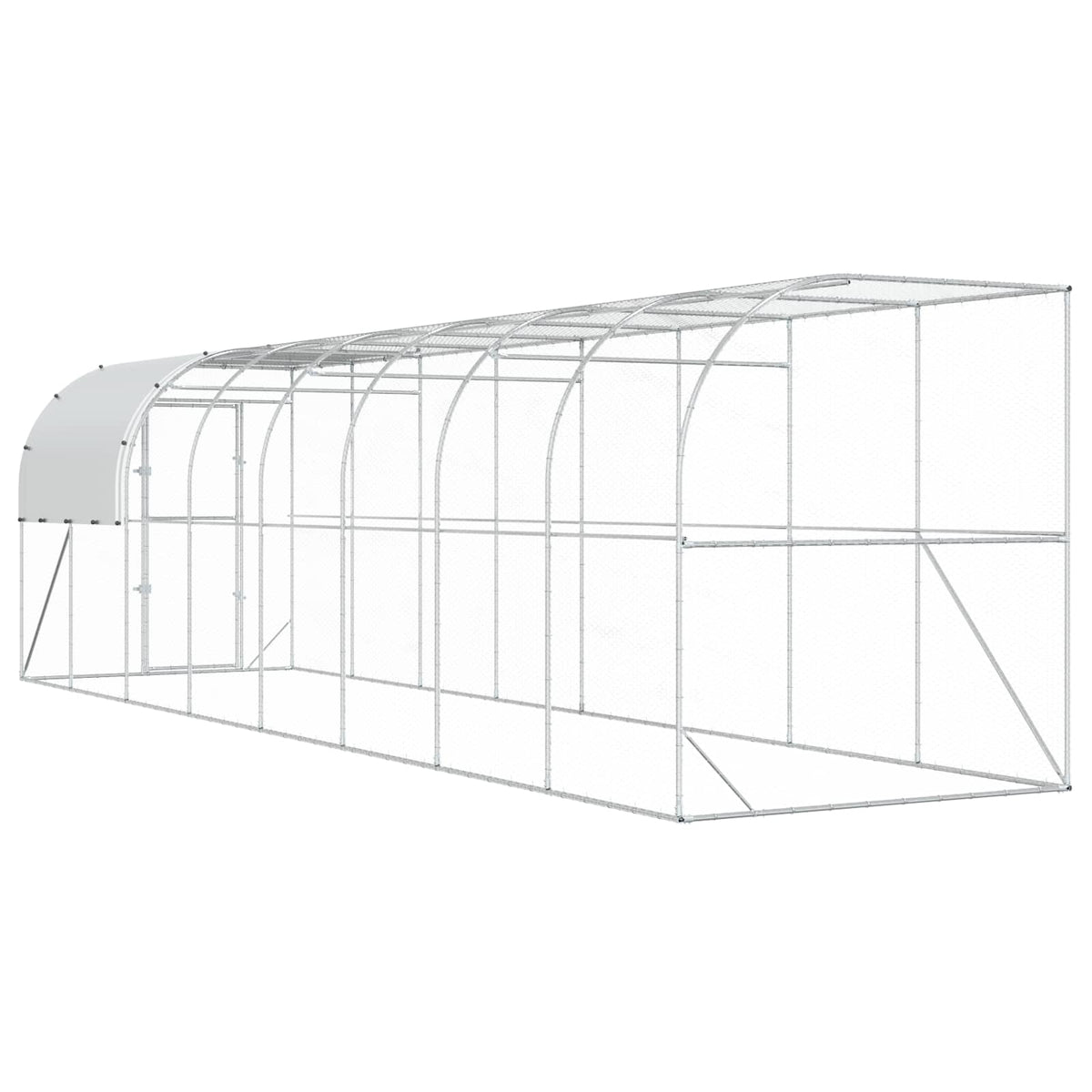 vidaXL Against Wall Chicken Coop Silver 800 x 200 x 215 cm 6