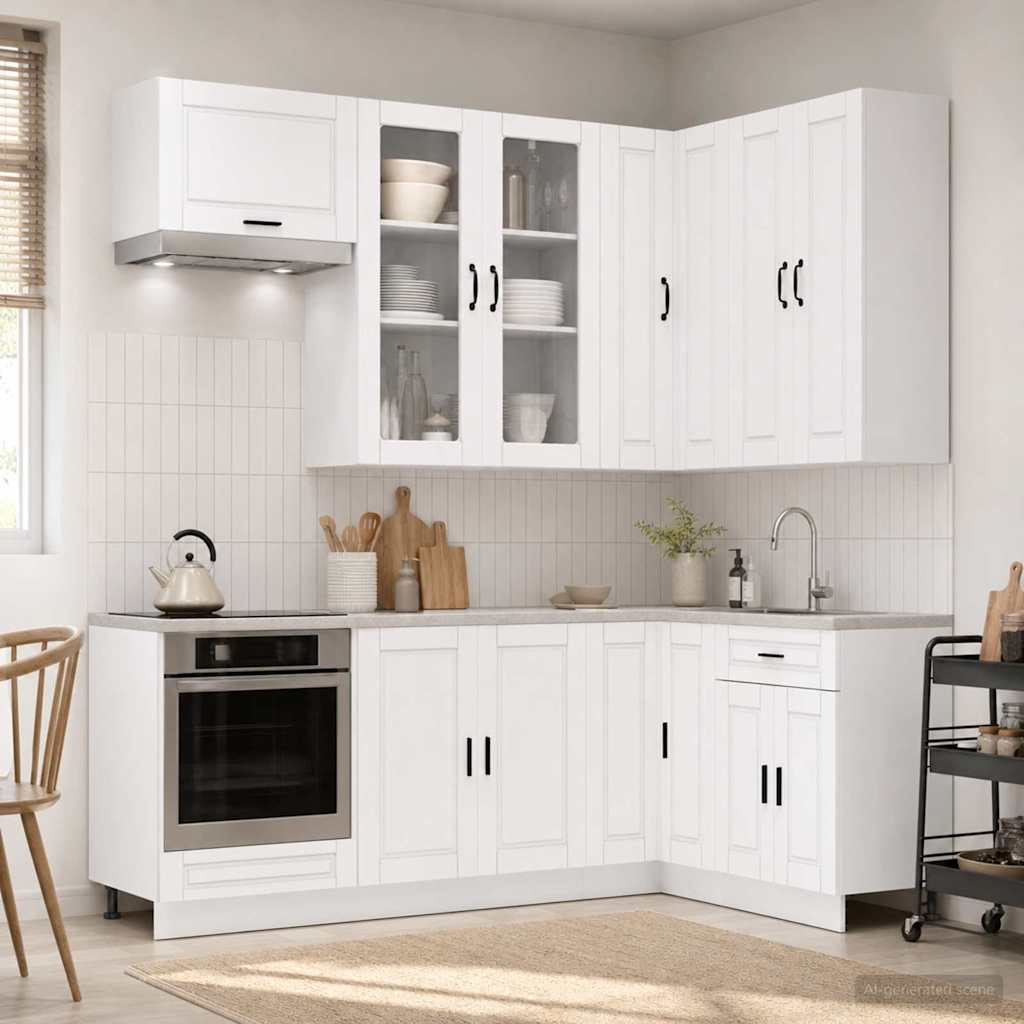Kitchen Unit PORTO 8 pcs Engineered Wood White 100 cm