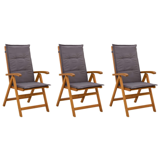 vidaXL Reclining Garden Chairs 3 pcs Natural Solid Acacia Wood 2