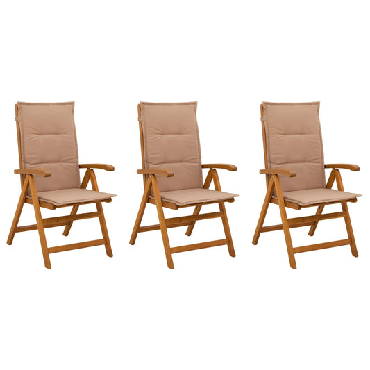 vidaXL Reclining Garden Chairs 3 pcs Natural Solid Acacia Wood 2