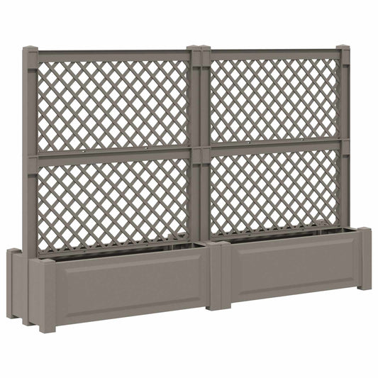 vidaXL Big Planter with Trellis 2 pcs PP Grey 2