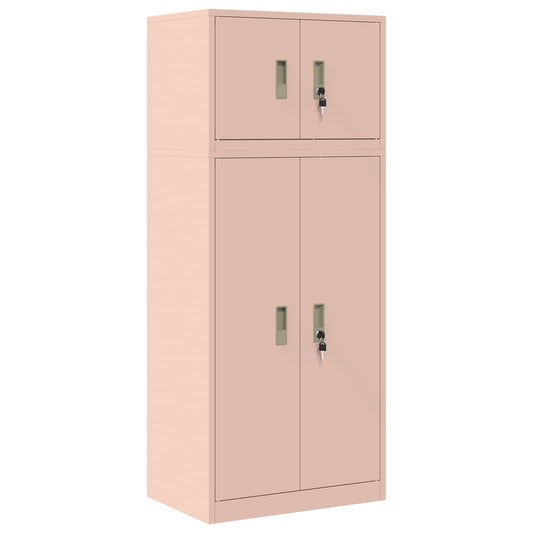 vidaXL Storage Cabinet 2 pcs Pink 60 x 40 x 145 cm Steel Lockable 2