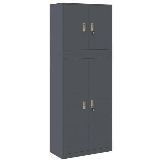 Storage Cabinet 2 pcs 80 x 40 x 175 cm Steel Lockable Width 80 cm Anthracite 140 cm