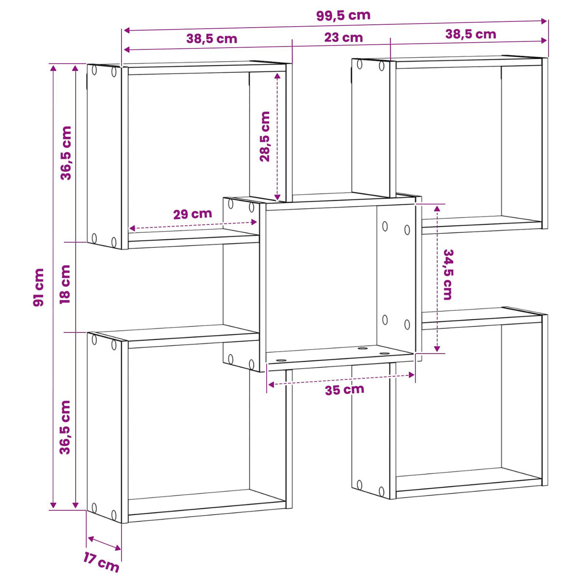 Wall Shelf 99.5 x 17 x 91 cm Engineered Wood White