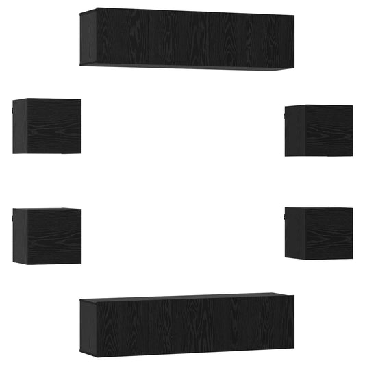 vidaXL TV Cabinet Set 8 pcs Black Oak Engineered Wood 2
