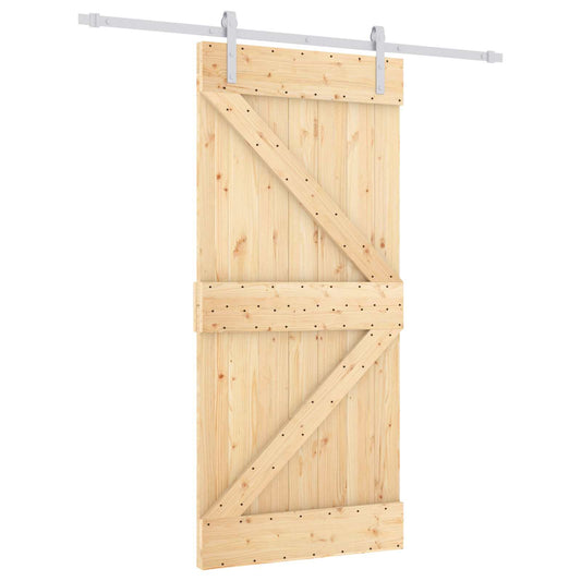 vidaXL Sliding Door 95 x 210 cm Solid Pine Wood (Untreated) 2