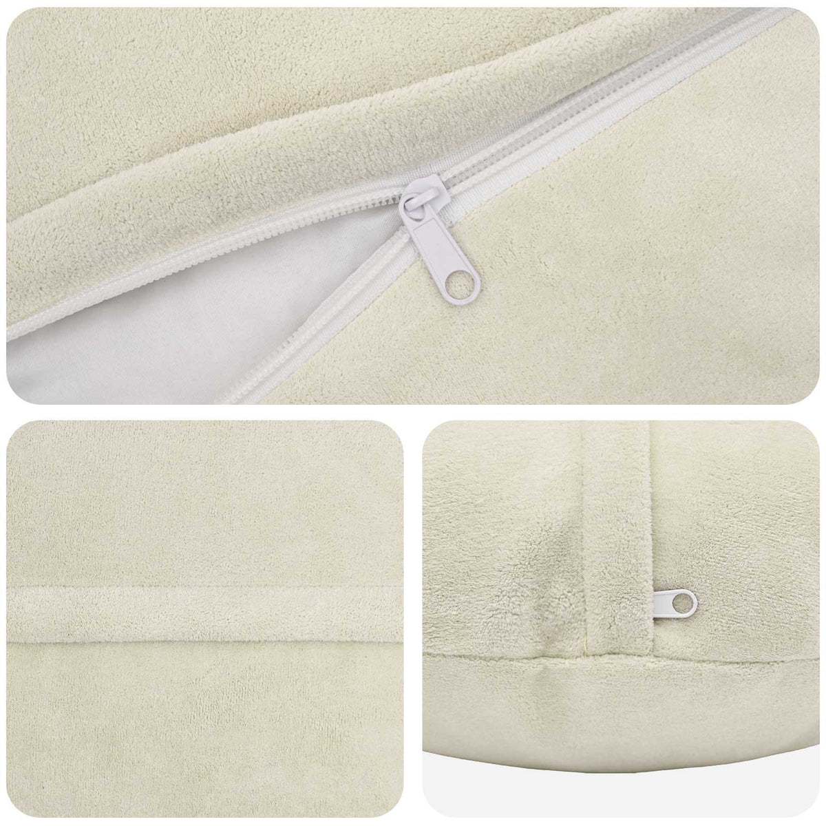vidaXL Throw Pillow 2 pcs HEERLEN Cream Dia. 60 cm Microfiber Fleece 4
