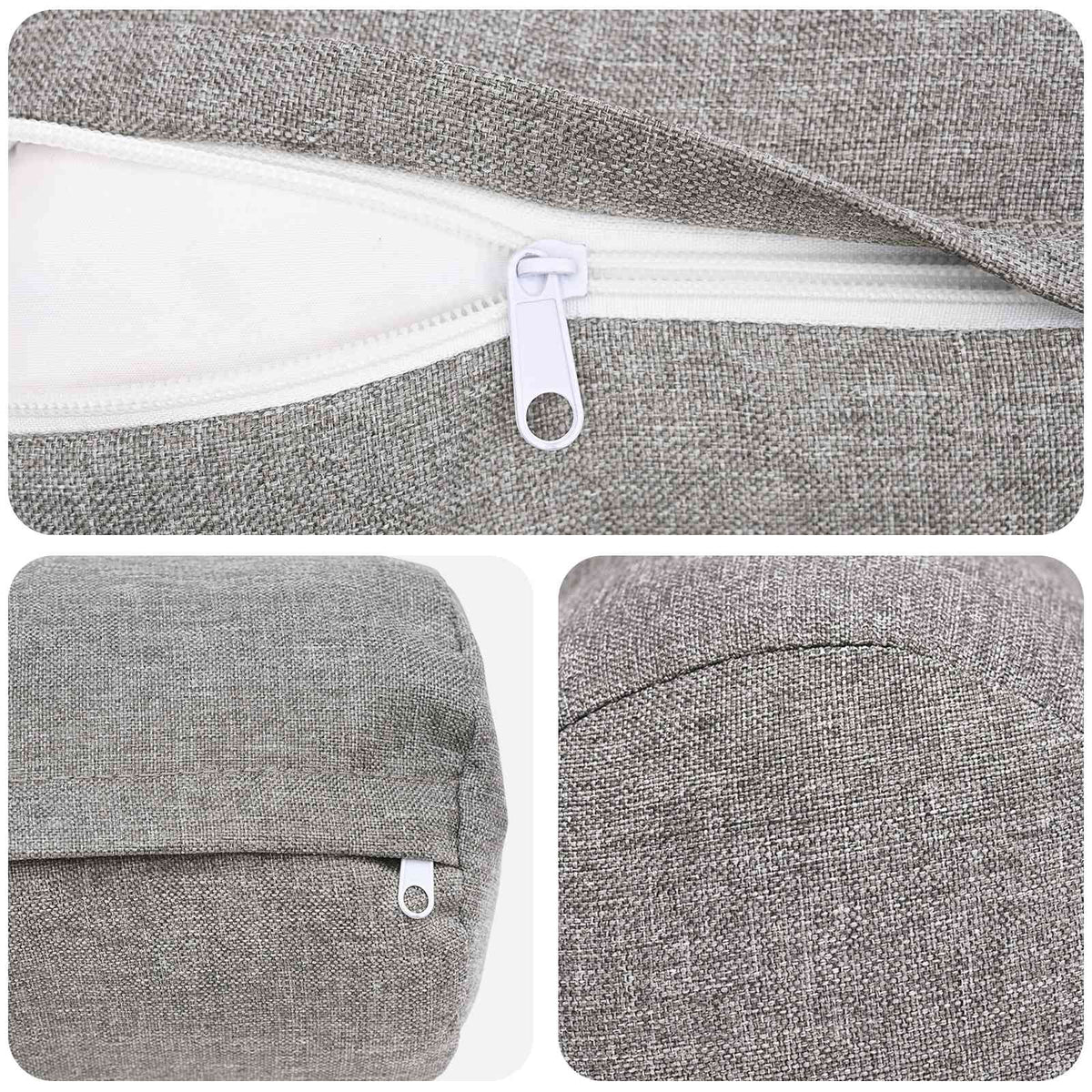 Throw Pillow HEERLEN Dia. 15 x 40 cm Fabric 6 pcs Ø 15 x 40 cm Cloud grey