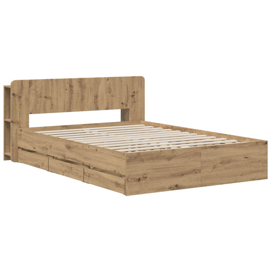 vidaXL Bed Frame with Storage and Headboard Artisan Oak 120 x 200 cm 2