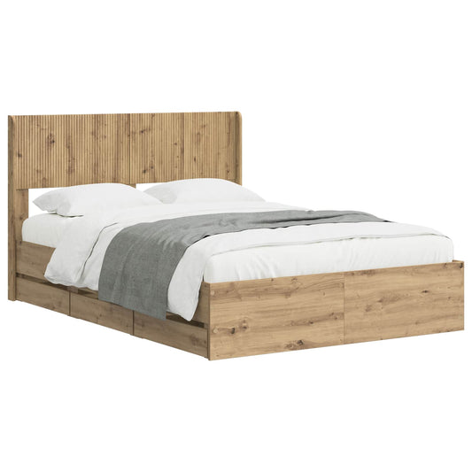 vidaXL Bed Frame with Storage and Headboard Artisan Oak 120 x 200 cm 2