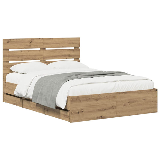 vidaXL Bed Frame with Storage and Headboard Artisan Oak 160 x 200 cm 2