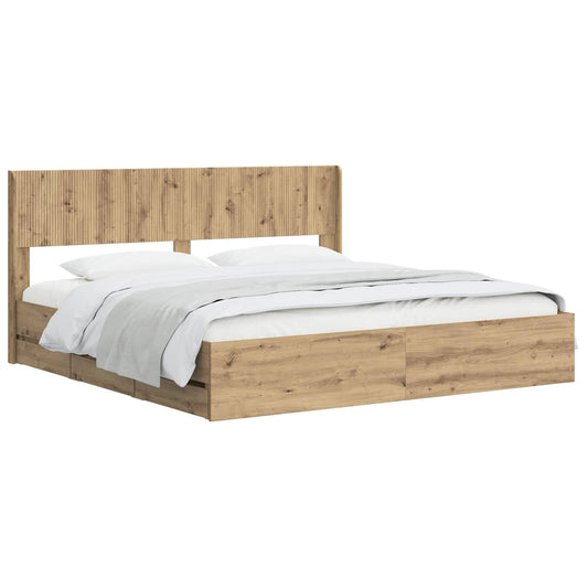 vidaXL Bed Frame with Storage and Headboard Artisan Oak 180 x 200 cm 2