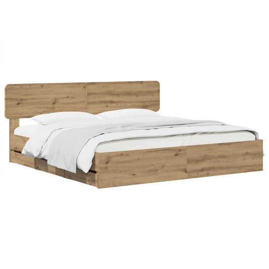 vidaXL Bed Frame with Storage and Headboard Artisan Oak 180 x 200 cm 2