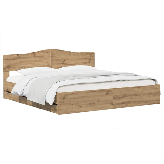 vidaXL Bed Frame with Storage and Headboard Artisan Oak 180 x 200 cm 2
