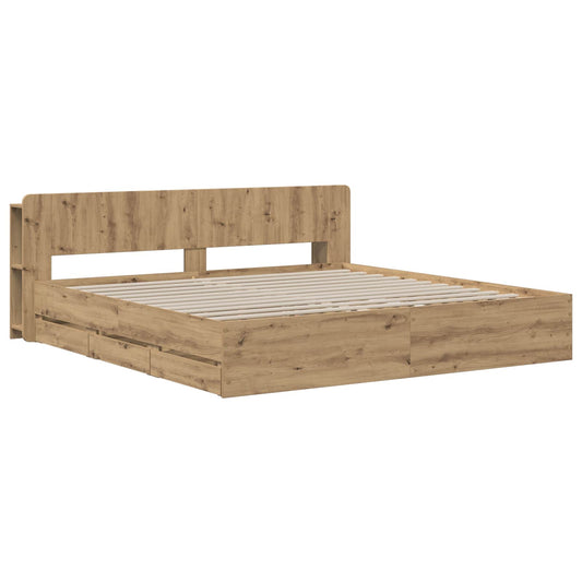 vidaXL Bed Frame with Storage and Headboard Artisan Oak 180 x 200 cm 2