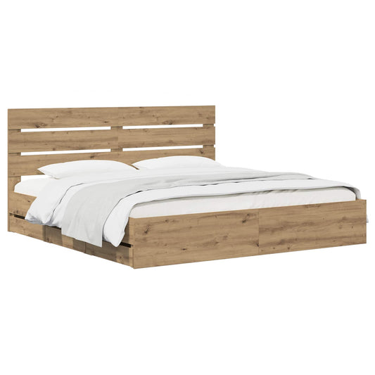 vidaXL Bed Frame with Storage and Headboard Artisan Oak 180 x 200 cm 2