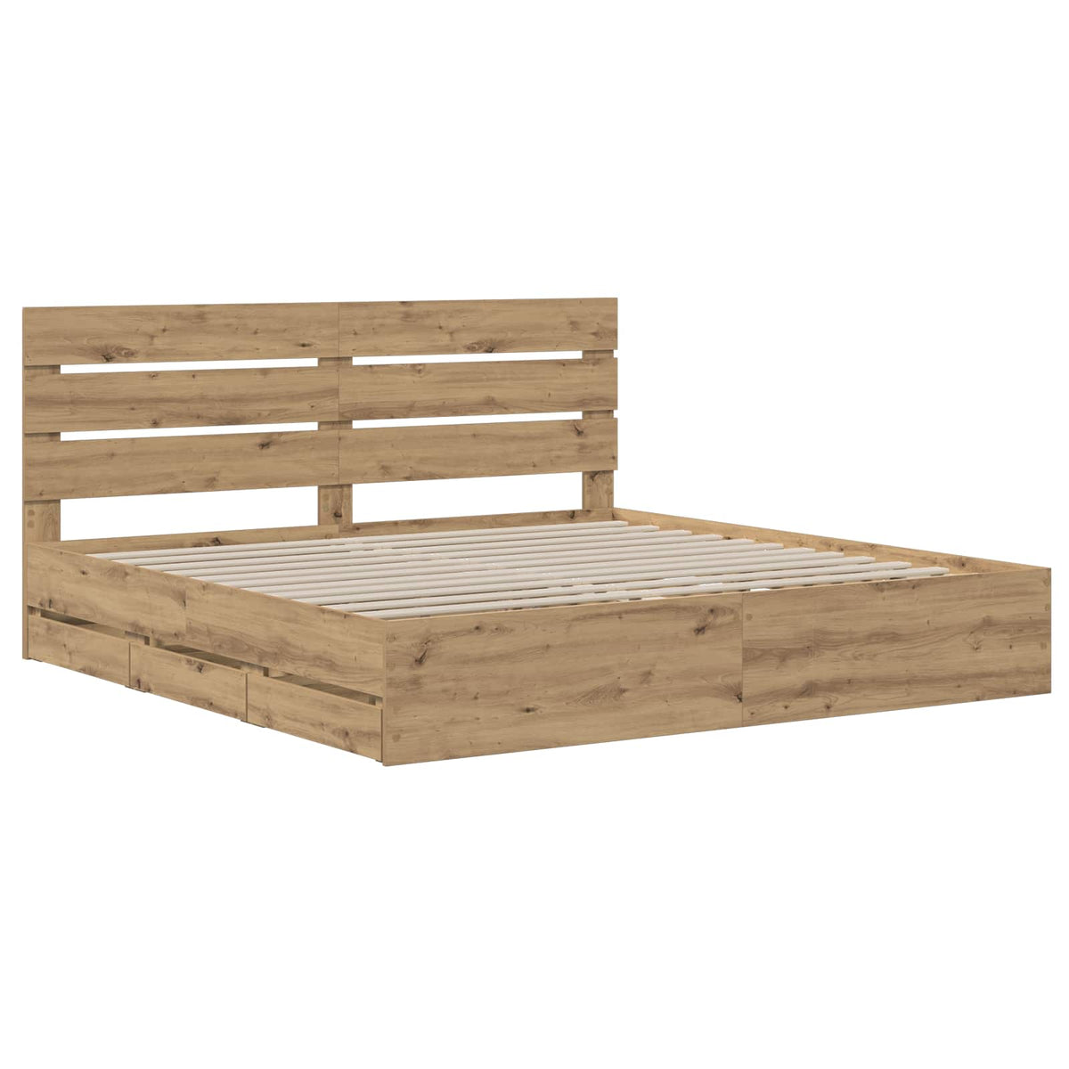 Bed Frame with Storage and Headboard Length 200 cm Artisan oak 180 cm