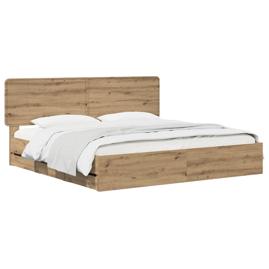 vidaXL Bed Frame with Storage and Headboard Artisan Oak 180 x 200 cm 2