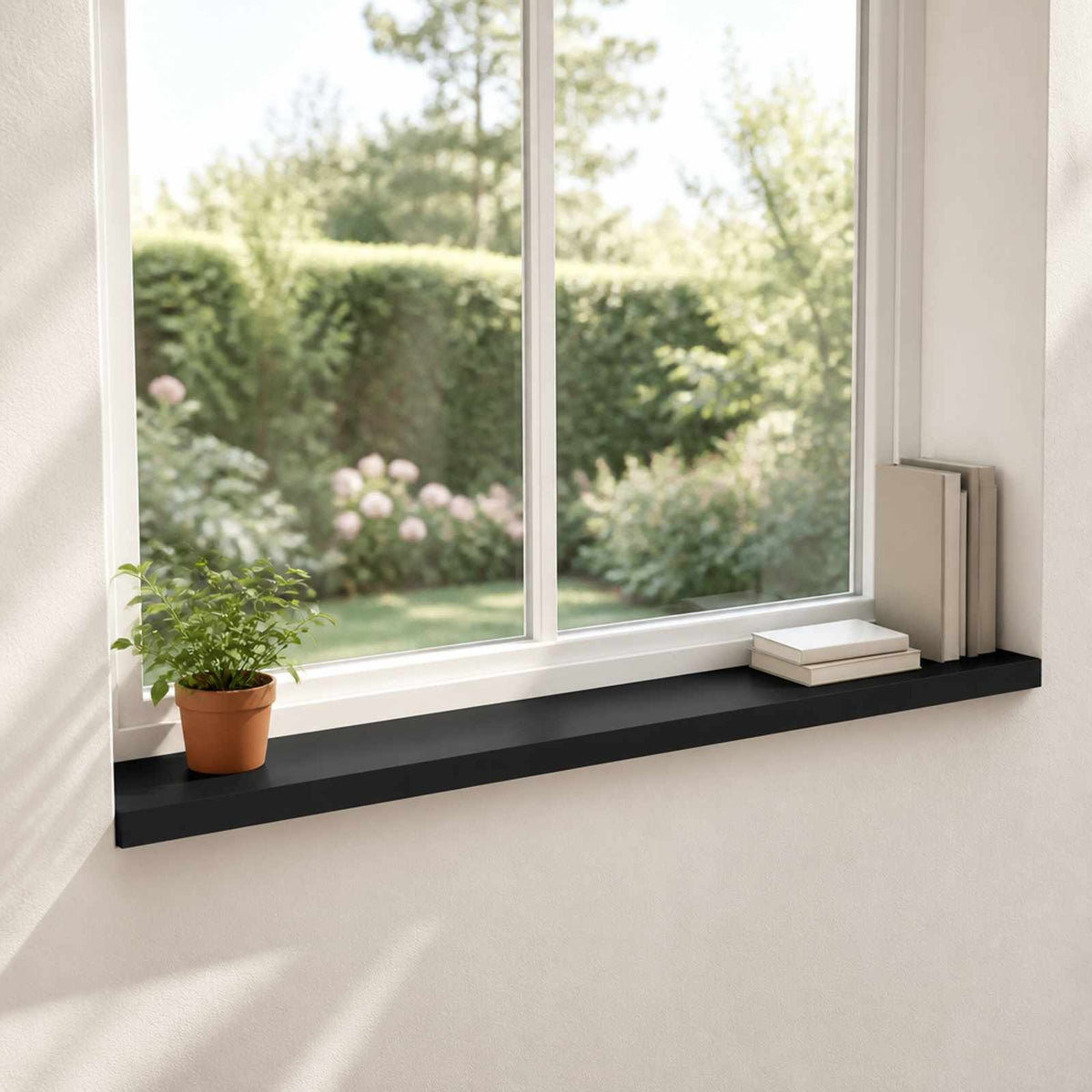 Window Sills 2 pcs Solid Beech Wood Depth 20 cm Black 120 cm