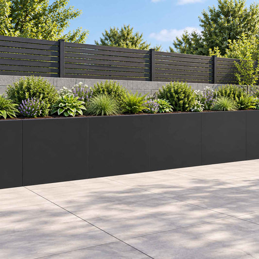 Retaining Wall 40 x 12 x 50 cm Steel 4 pcs Black