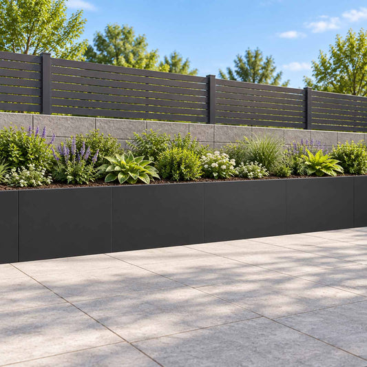 Retaining Wall 60 x 12 x 30 cm Steel 4 pcs Black