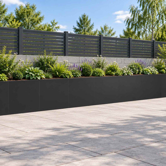 Retaining Wall 40 x 12 x 30 cm Steel 6 pcs Black
