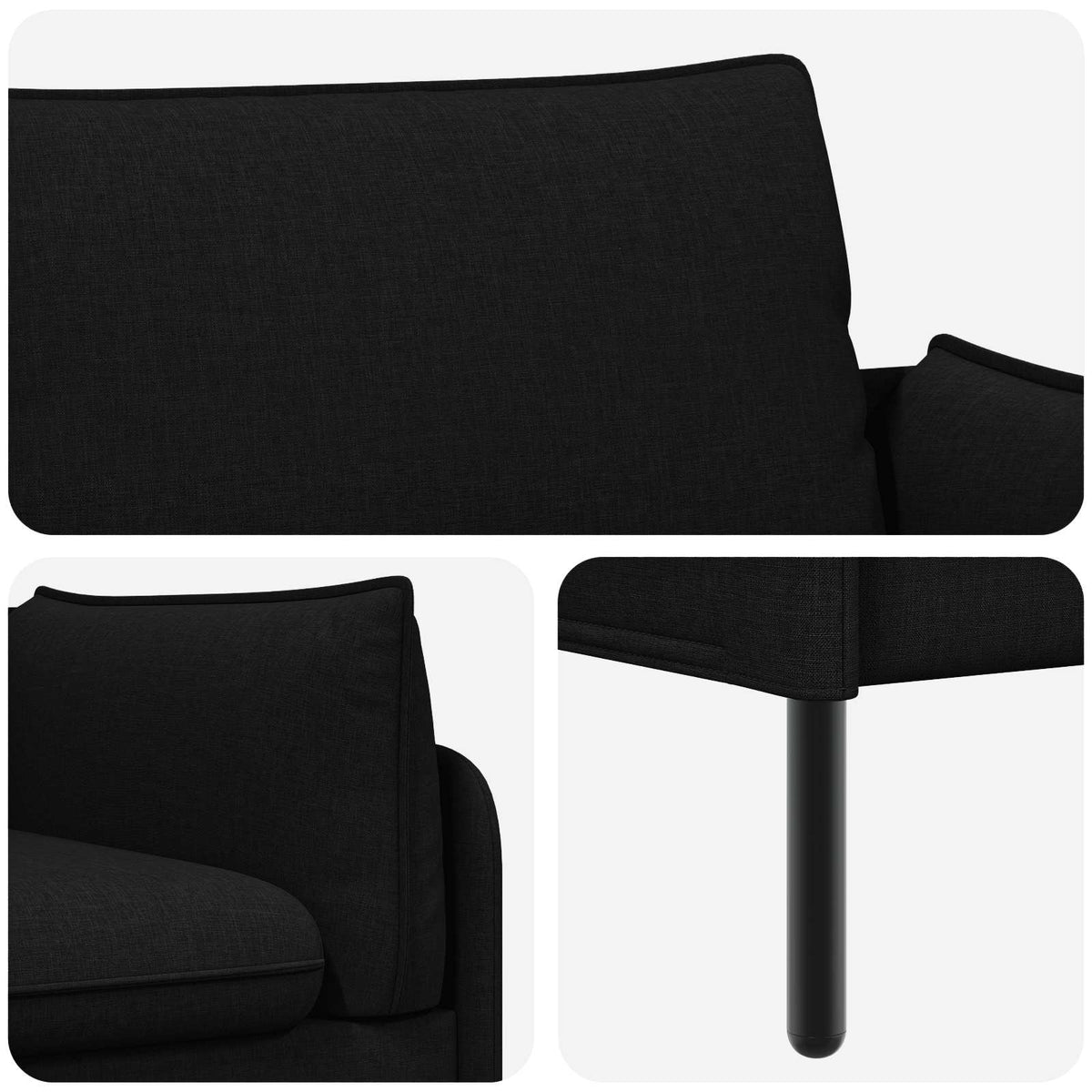 vidaXL 2-Seater Sofa Black 188 x 81 x 89 cm Fabric 6