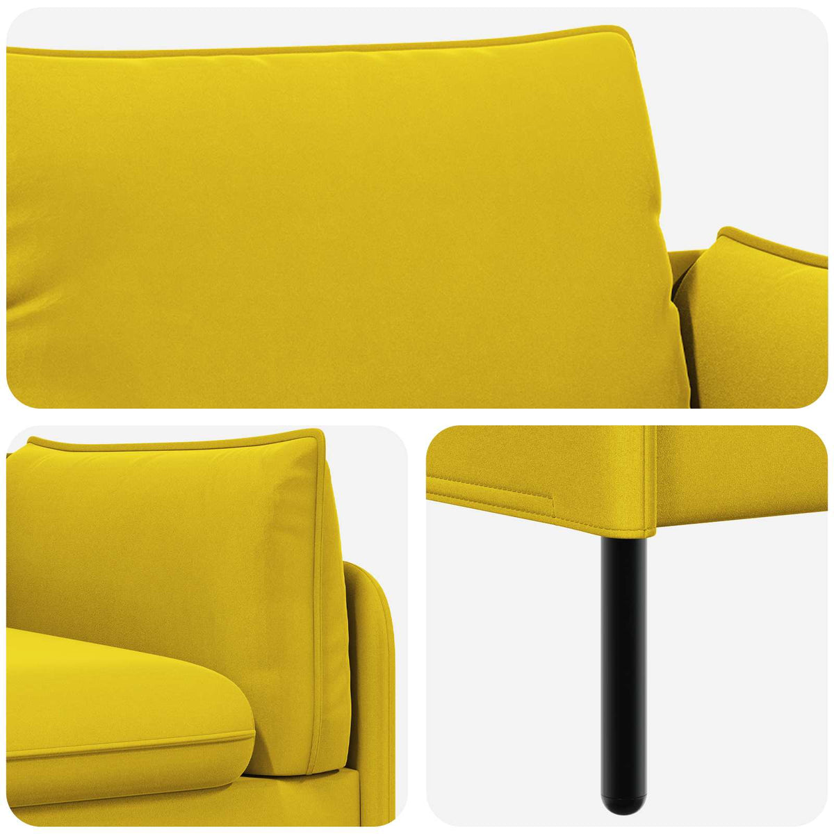 vidaXL 2-Seater Sofa 2-Seater Yellow 188 x 81 x 89 cm Velvet 6