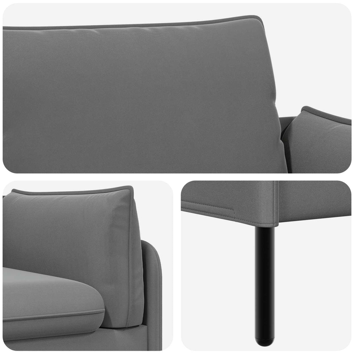 vidaXL 3-Seater Sofa 3-Seater Dark Grey 222 x 81 x 89 cm Velvet 6