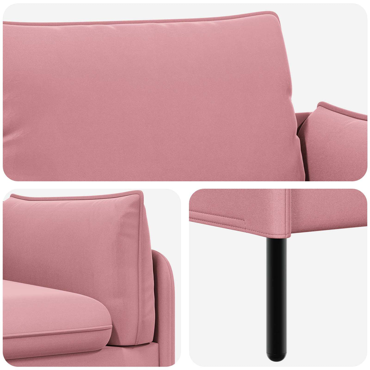 vidaXL 3-Seater Sofa Pink 222 x 81 x 89 cm Velvet 6