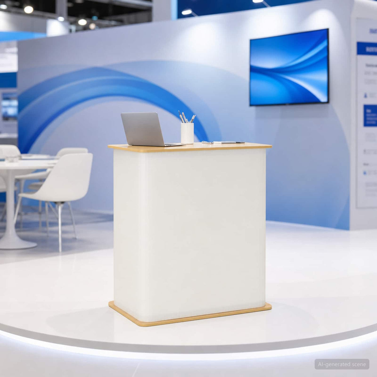 Trade Show Counter 80 x 40 x 93 cm Light brown and white