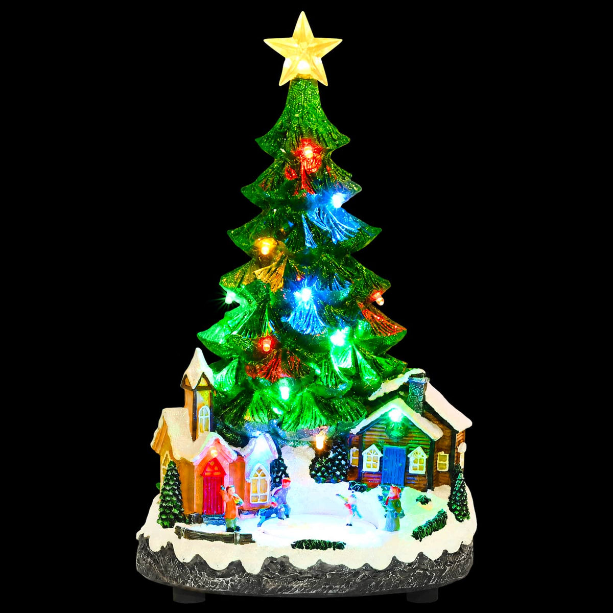 vidaXL Musical Christmas Tree SALO 16 x 15 x 27.5 cm Resin Green 4