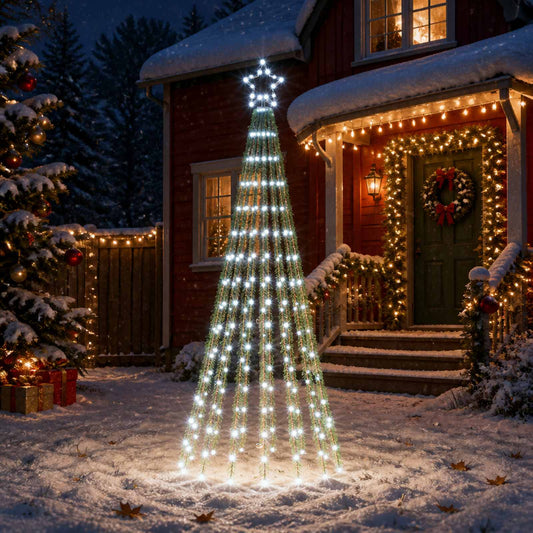 LED Christmas Tree 255 LEDs Steel Black 180 cm Cold white