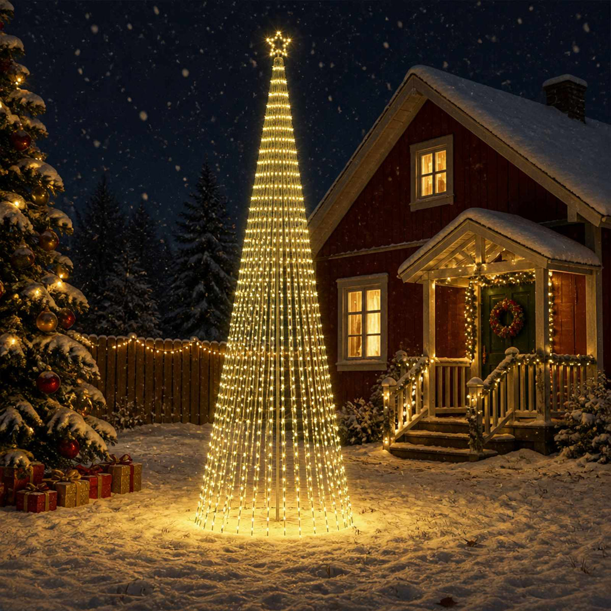 LED Christmas Tree 255 LEDs Steel Black 500 cm Warm white