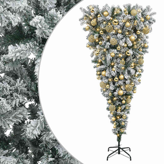 vidaXL Upside-down Artificial Hinged Christmas Tree 180 cm 300 LEDs 2