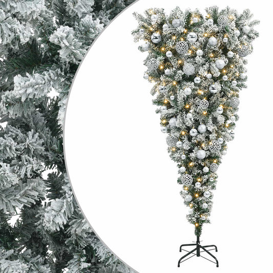 vidaXL Upside-down Artificial Hinged Christmas Tree 180 cm 300 LEDs 2