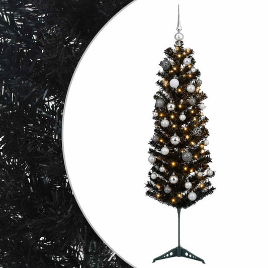vidaXL Artificial Slim Christmas Tree with Bauble 120 cm 150 LEDs 2