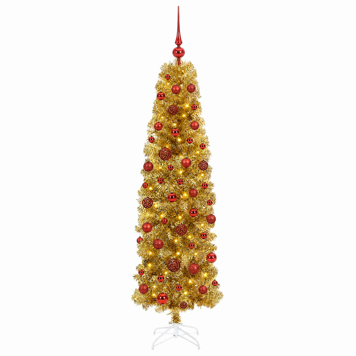 vidaXL Artificial Slim Christmas Tree with Bauble 180 cm 300 LEDs 4